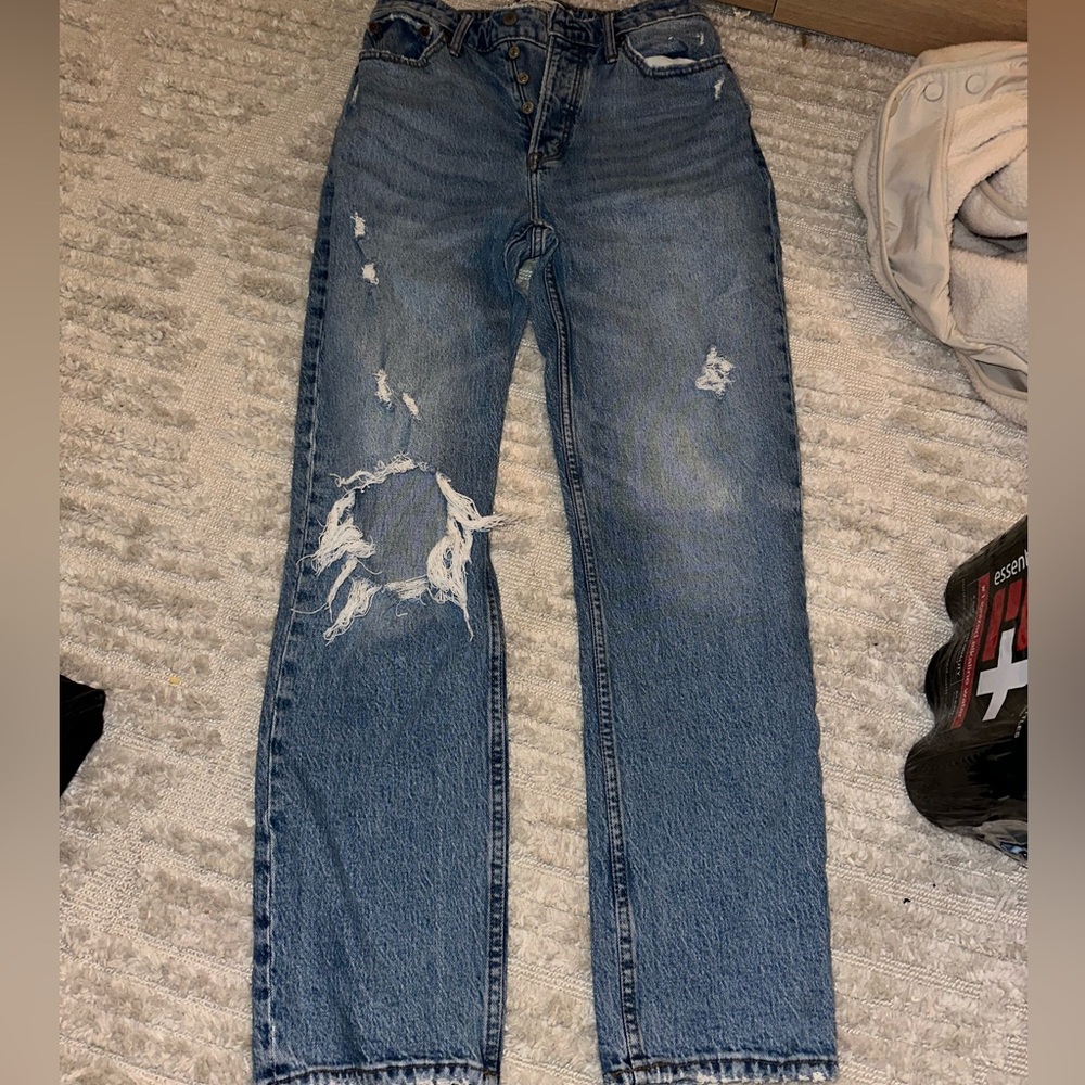 Abercrombie Dad High Rise Distressed Jeans